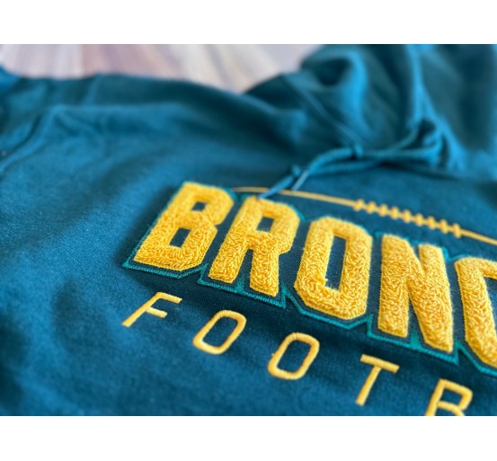 Montville Broncos Football Chenille Hooded Sweatshirt